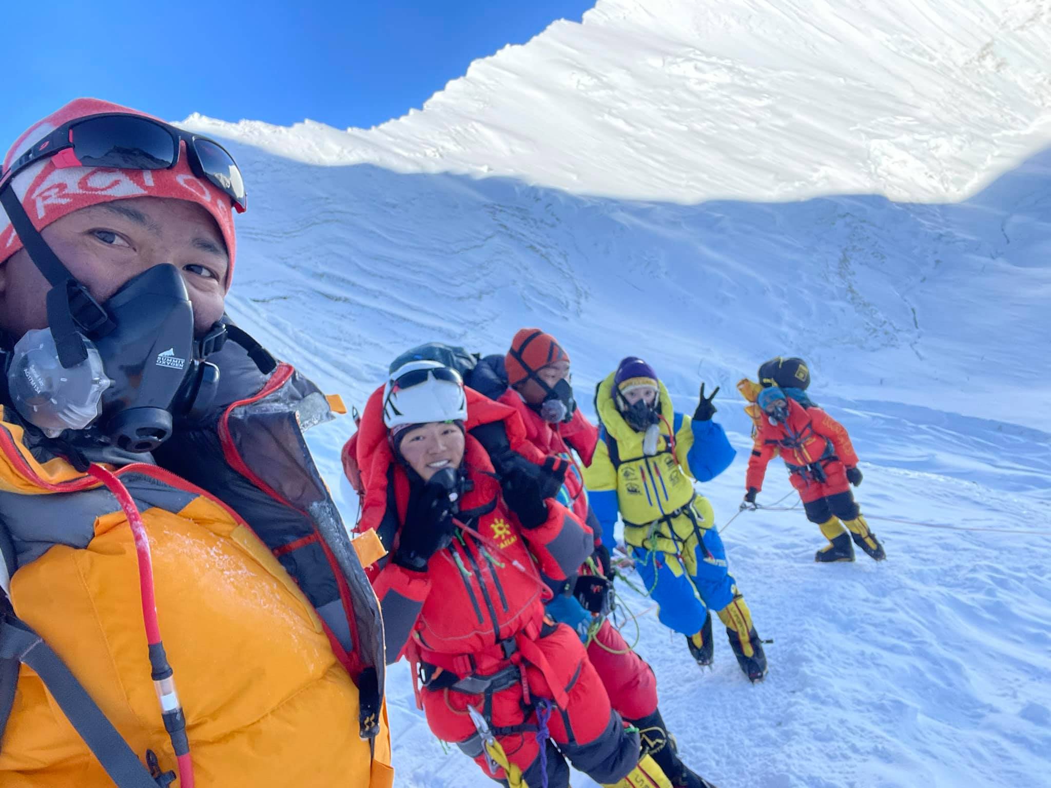 Nima Lhamu with her siblings at Lhotse Face